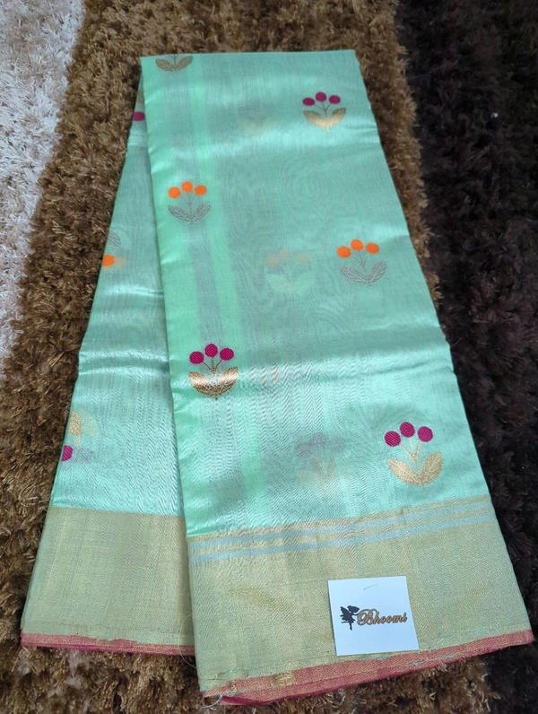 Pure Handloom Chanderi Pattu  - Jungle Mist