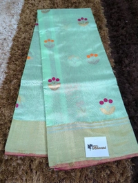 Pure Handloom Chanderi Pattu  - Jungle Mist