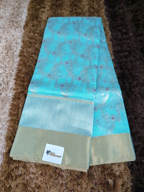 Pure Handloom Chanderi  - sky blue