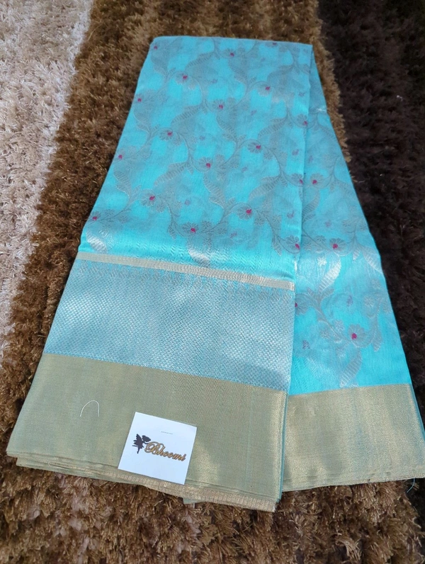 Pure Handloom Chanderi  - sky blue