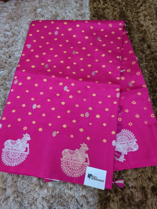Pure Handloom Fusion Raw Mango  - pink