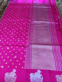 Pure Handloom Fusion Raw Mango  - pink
