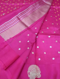 Pure Handloom Fusion Raw Mango  - pink