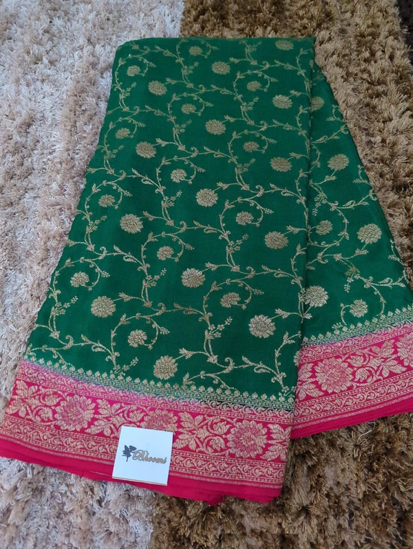 Pure Handloom Crepe Allover  - dark green