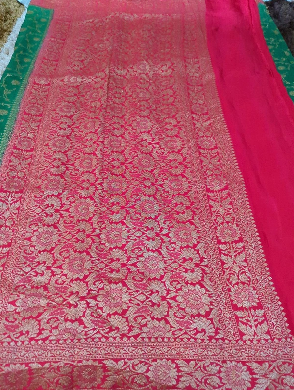 Pure Handloom Crepe Allover  - dark green