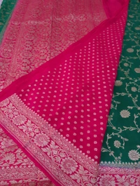 Pure Handloom Crepe Allover  - dark green