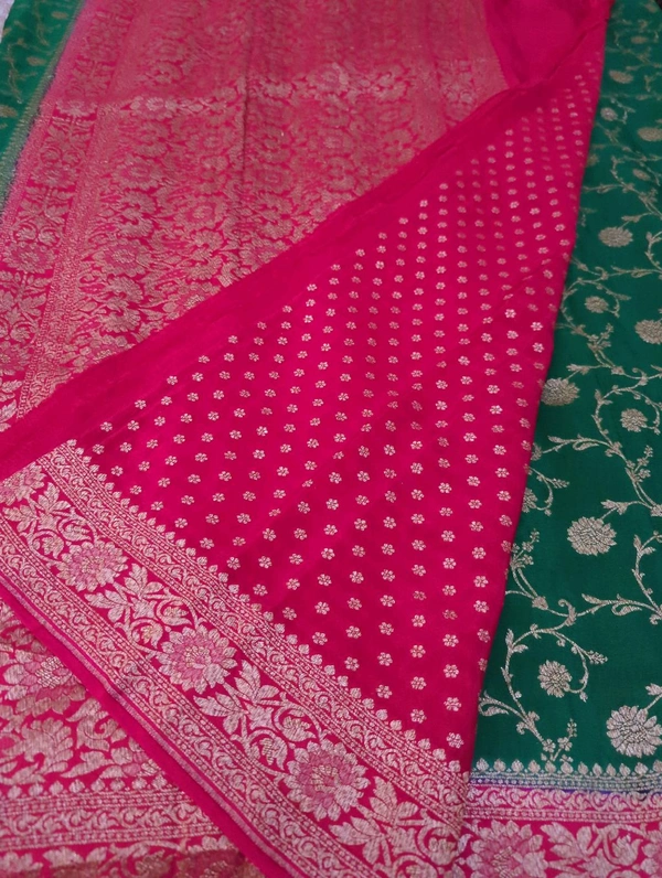 Pure Handloom Crepe Allover  - dark green