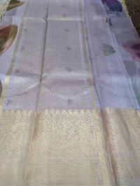 Pure Handloom Kora Digital  - Light Wisteria