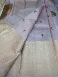 Pure Handloom Kora Digital  - Light Wisteria