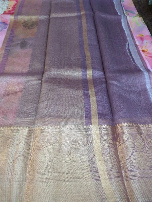 Pure Handloom Kora Digital  - Pink