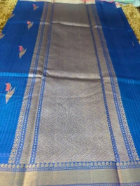 Pure Handloom Chanderi  - Navy Blue