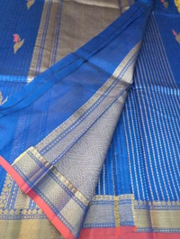 Pure Handloom Chanderi  - Navy Blue