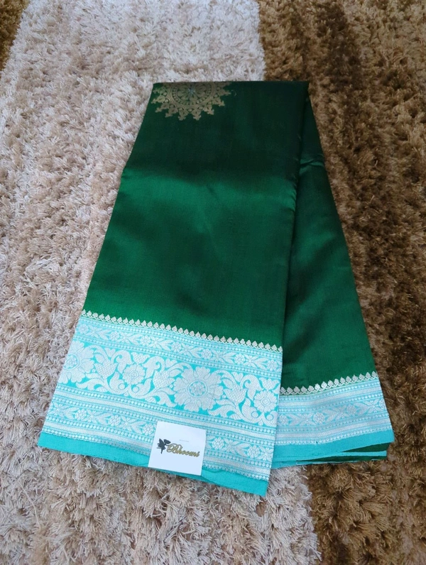 Pure Handloom Raw Mango Designer - dark green