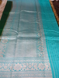 Pure Handloom Raw Mango Designer - dark green