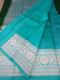 Pure Handloom Raw Mango Designer - dark green