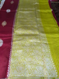 Pure Handloom Raw Mango Small Boardes  - Maroon
