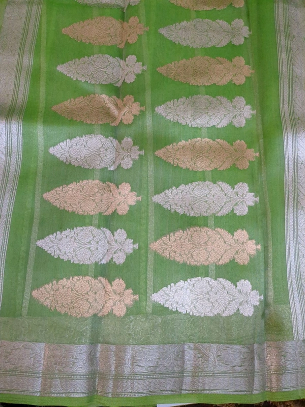 Pure Handloom Tissue Designer  - Mint Green