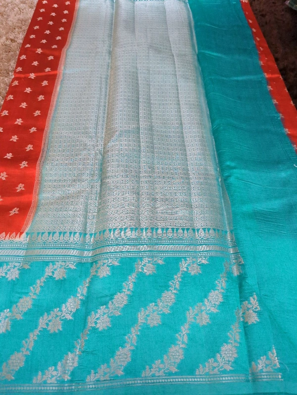 Pure Raw Mango Pattu  - sky blue