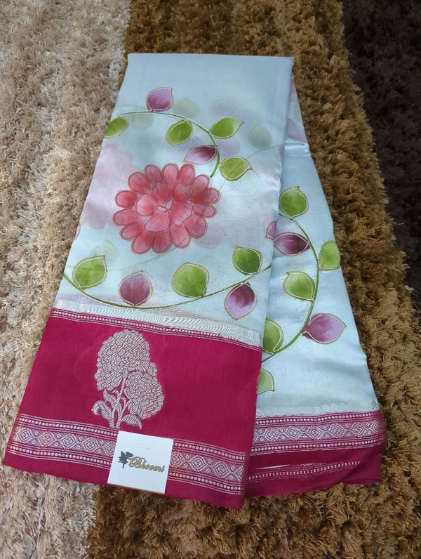 Pure Mango Organza Designer  - pink