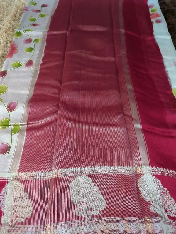 Pure Mango Organza Designer  - pink