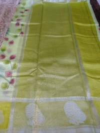 Pure Mango Organza Designer  - Green Smoke