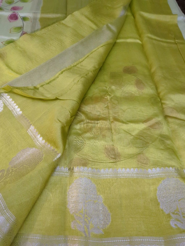 Pure Mango Organza Designer  - Green Smoke