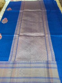 Pure Handloom Chanderi  - Navy Blue