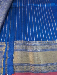 Pure Handloom Chanderi  - Navy Blue