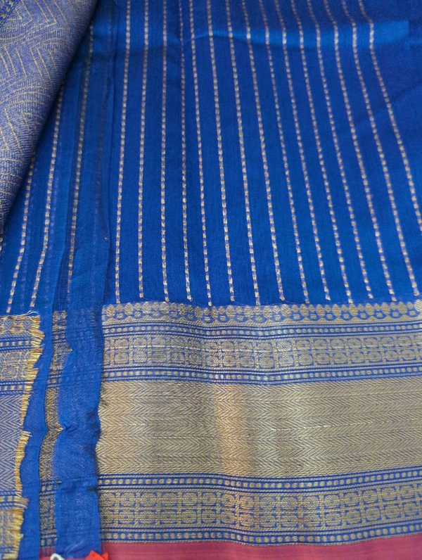 Pure Handloom Chanderi  - Navy Blue