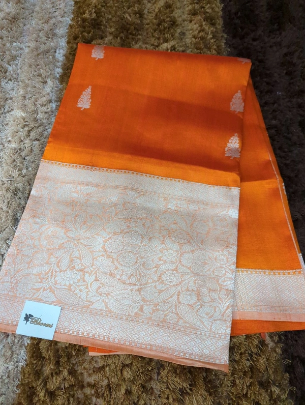 Pure Handloom Raw Mango  - Blaze Orange