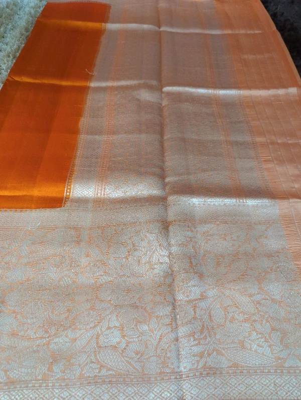 Pure Handloom Raw Mango  - Blaze Orange