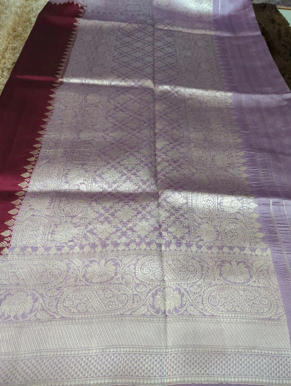 Pure Handloom Raw Mango  - Purple