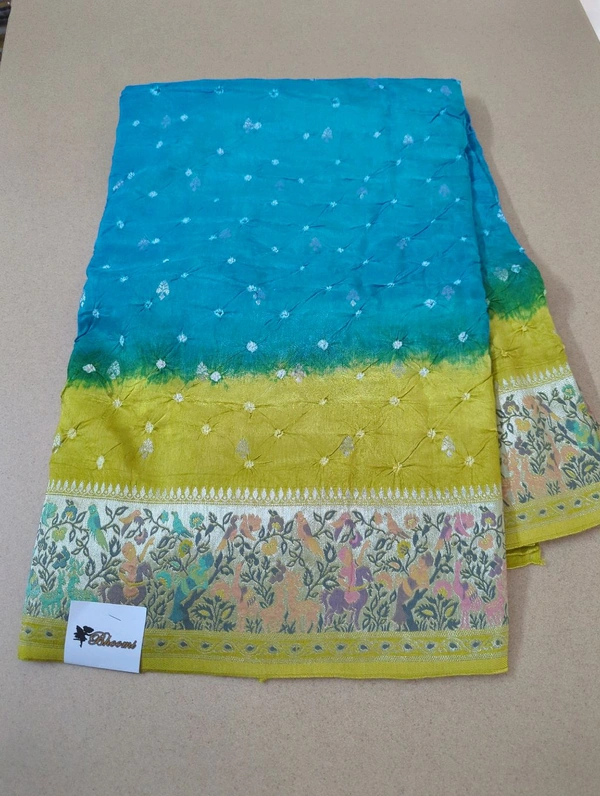 Pure Mango Tusser Paithani  - sky blue