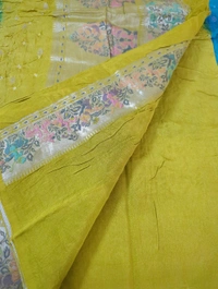 Pure Mango Tusser Paithani  - sky blue