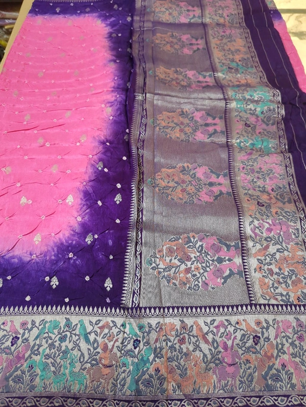 Pure Mango Tusser Paithani  - Blush Pink