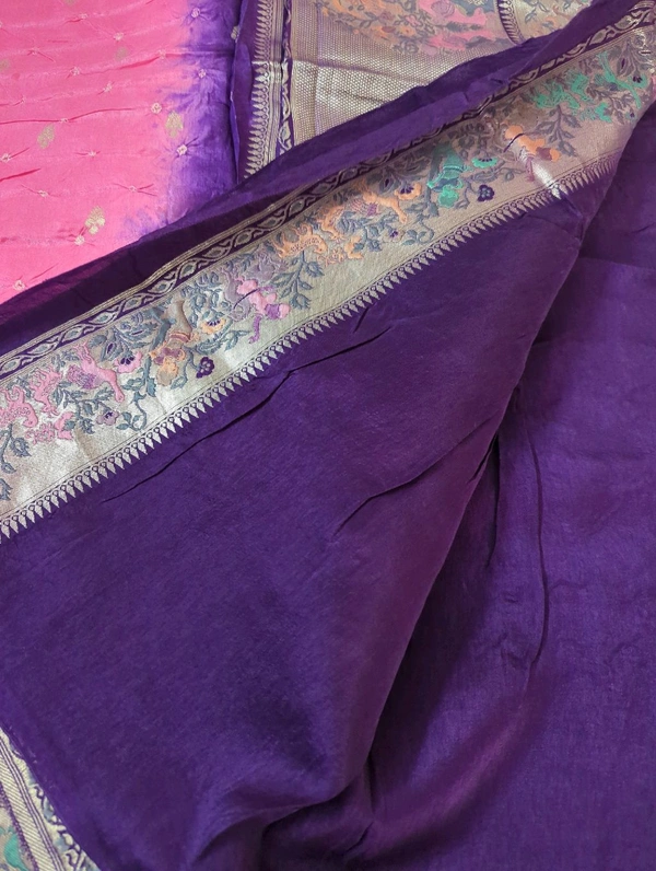 Pure Mango Tusser Paithani  - Blush Pink