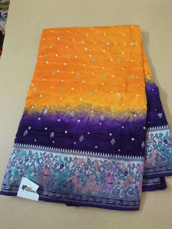 Pure Mango Tusser Paithani  - Web Orange