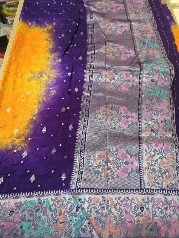 Pure Mango Tusser Paithani  - Web Orange