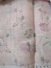 Pure Lenin With Handwork  - Pink Lace