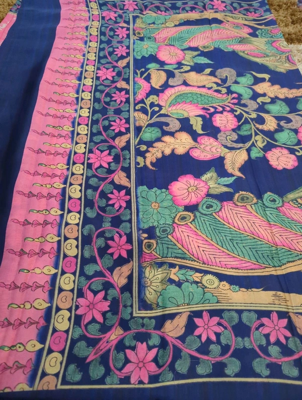 Pure Model Silk With Block - Navy Blue