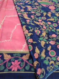 Pure Model Silk With Block - Navy Blue