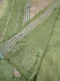 Mango Tusser With Mushru Border  - Green