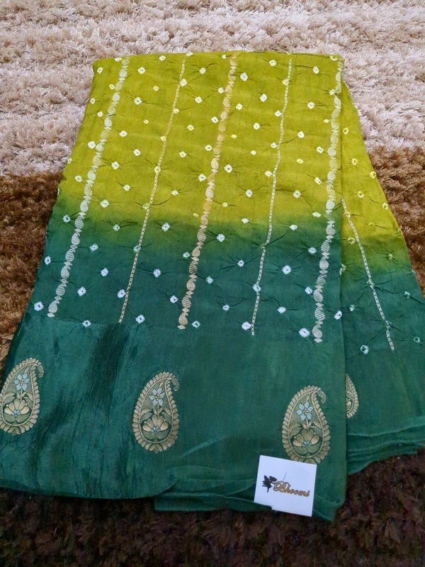 Mango Tusser With Mushru Border  - dark green