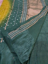 Mango Tusser With Mushru Border  - dark green