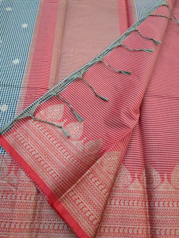 Soft Chanderi Weaving  - Guardsman Red