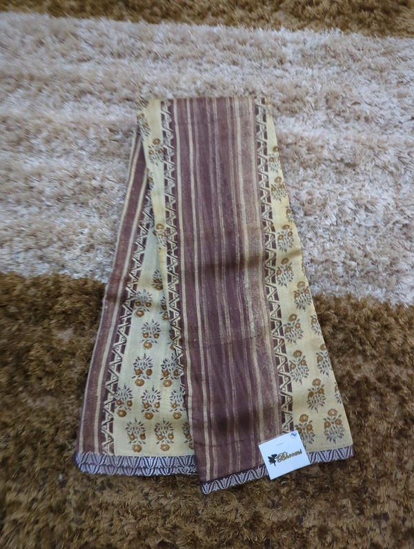 Pure Chanderi Block  - Brown 2