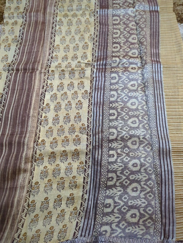 Pure Chanderi Block  - Brown 2