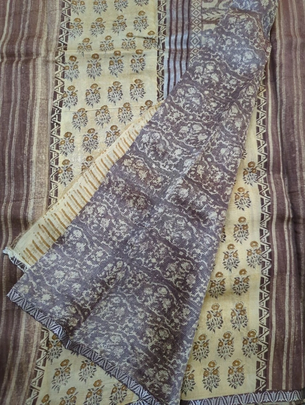 Pure Chanderi Block  - Brown 2