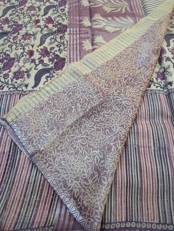 Pure Chanderi Block  - Purple 6