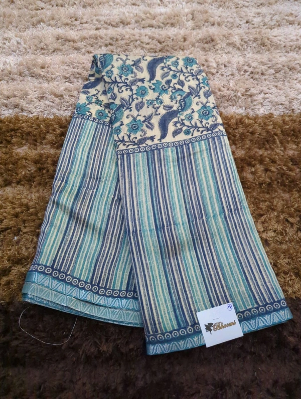 Pure Chanderi Block  - Teal 7